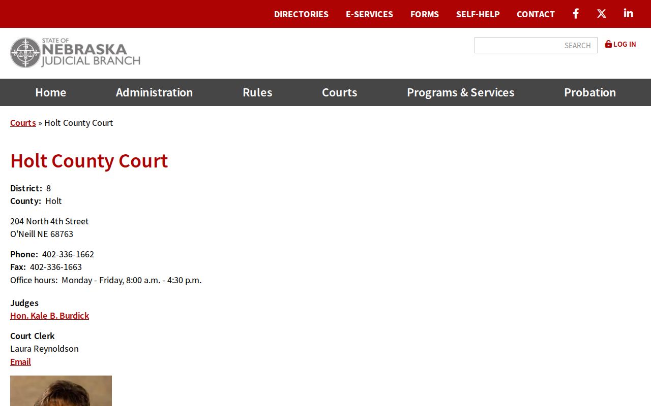 Holt County Court contact source for bench warrants