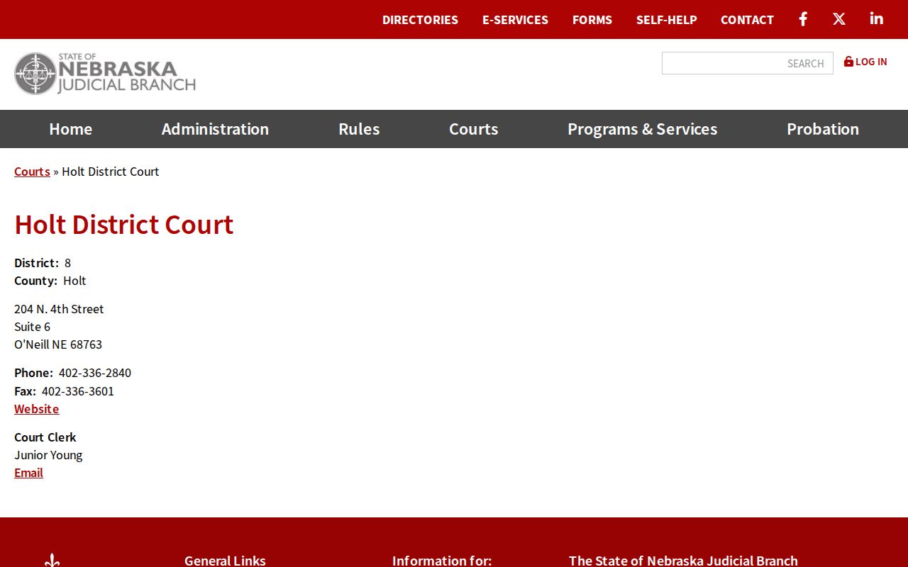 Holt District Court arrest warrant records contact